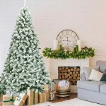 Costway 7.5 ft. Snow Flocked Hinged Pine Artificial Christmas Tree, 1346 Tips, Unlit thumbnail 8