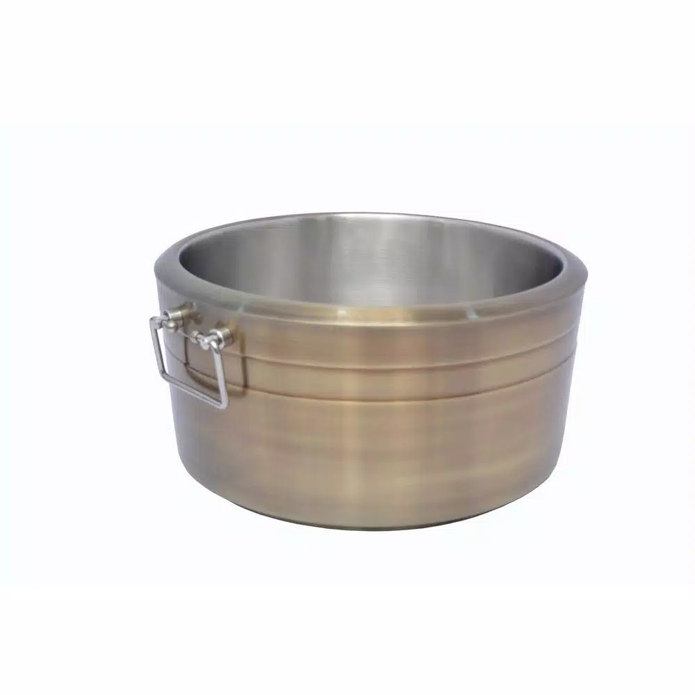 Unbranded 6.5 Gal. Brushed Gold Stainless Steel Double Wall Beverage Tub with Grip Handles