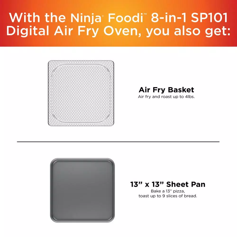 Ninja Foodi Digital Air Fry Oven, Stainless Steel Convection Toaster Oven with Flip-Away Storage