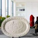 Ovente 13.4 in. White Ceramic Turkey Serving Platter, Oval Holiday Platter thumbnail 5