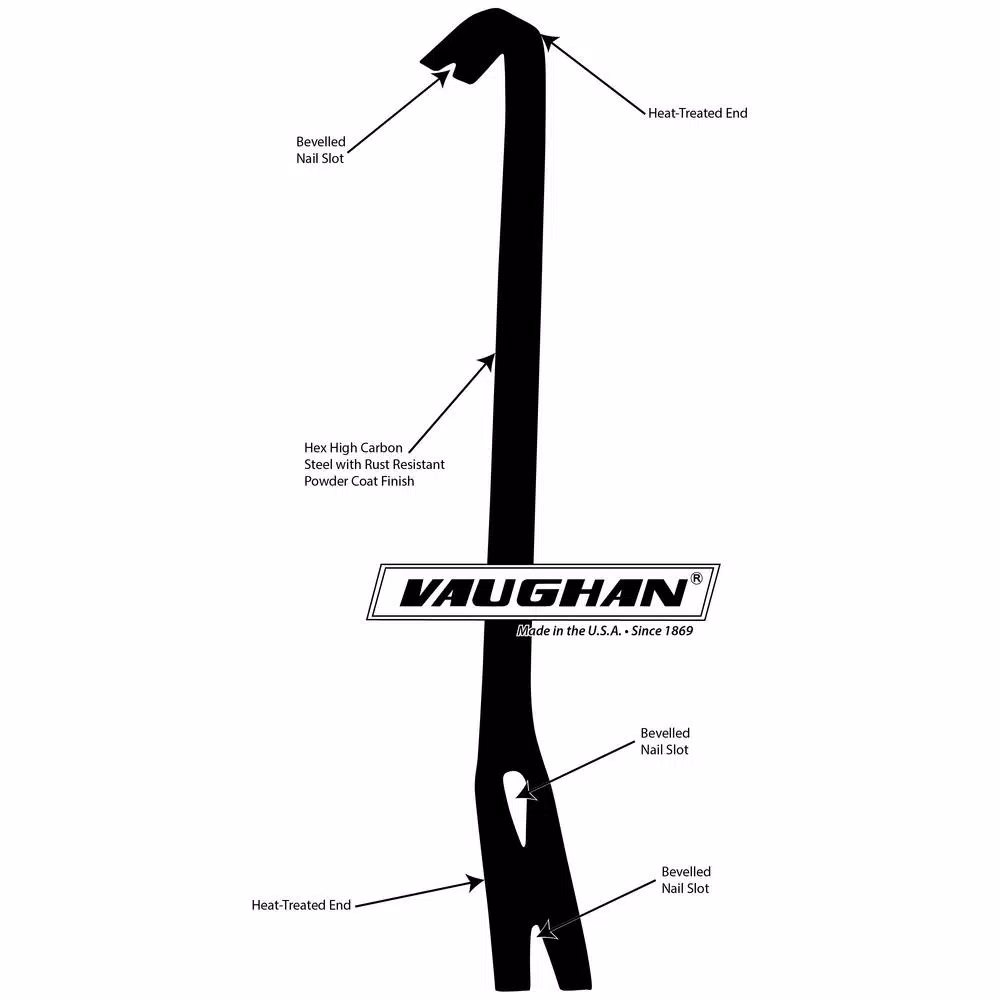Vaughan 18 in. Ripping Bar, 3/4 in. Hex High Carbon Steel Pry Bar
