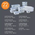 Lock & Lock Easy Essentials 22-Piece Food Storage Container Set, Airtight & Leakproof Plastic Containers thumbnail 2