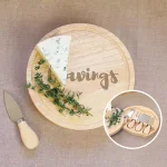 Cathy's Concepts Cravings 8 in. Wood Gourmet 5-Piece Cheese Board Set with Swivel Closure thumbnail 5
