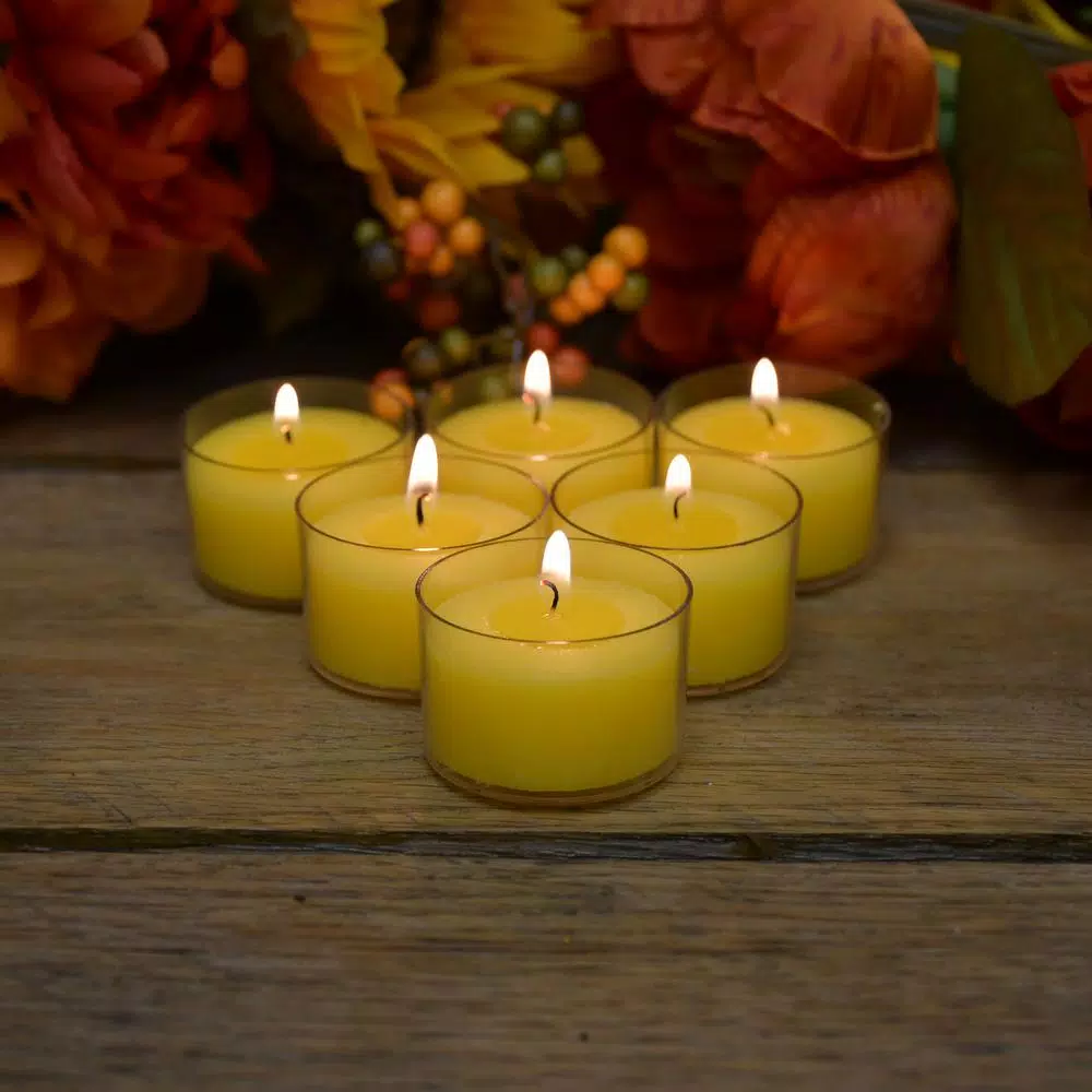 LUMABASE Citronella Scented Tealight Candles with Clear Holders, 30-Count, Yellow