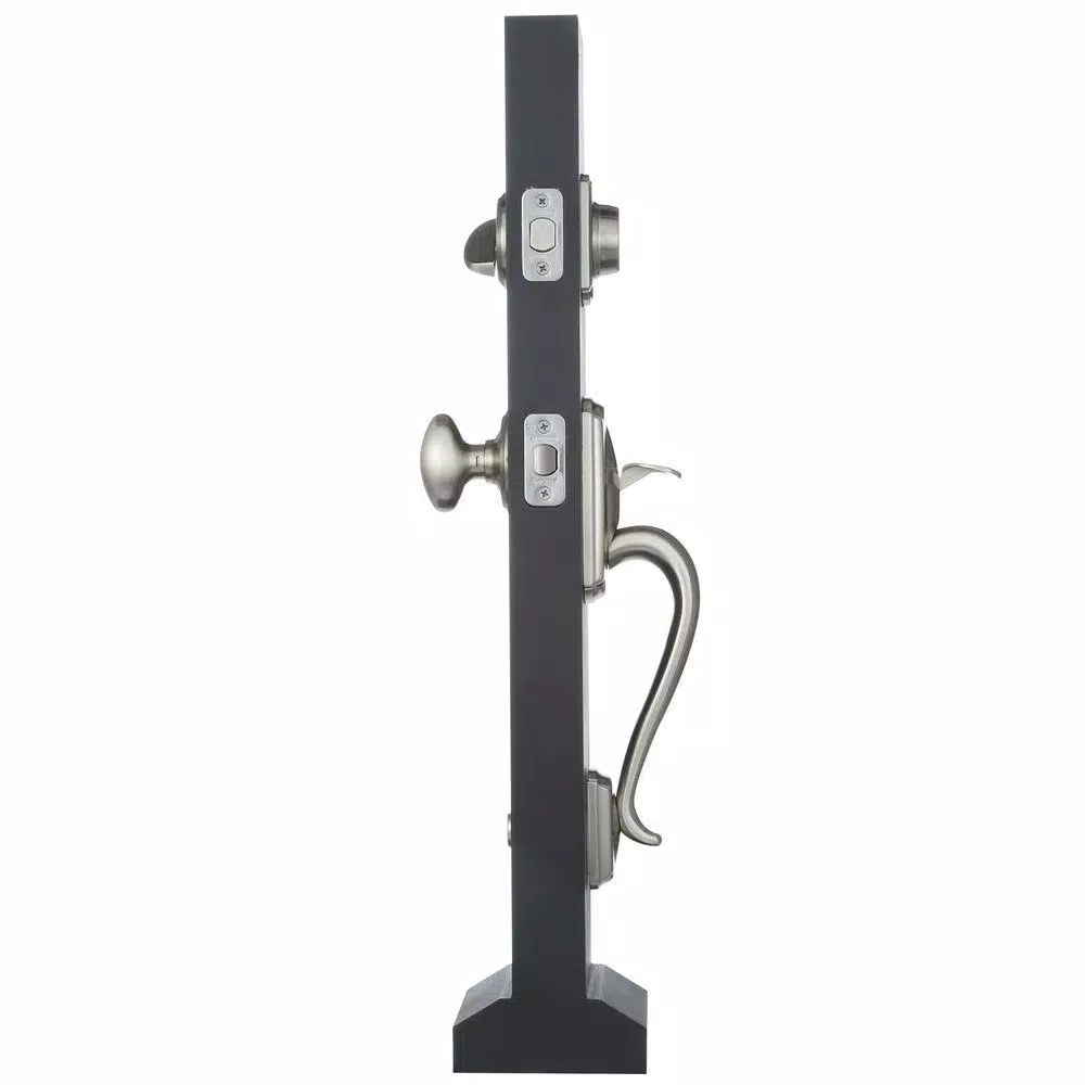Schlage Camelot Single Cylinder Deadbolt with Siena Knob Handleset, Satin Nickel