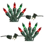 LUMABASE 200-Light Red and Green Mini String Lights, Steady Incandescent, Green Cord thumbnail 1