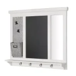 Home Decorators Collection White Wood Multi-Function Wall Organizer with Chalkboard and Hooks thumbnail 6
