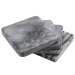 Unbranded Jodhpuri 4-Piece Gray Marble Coaster Set - Natural Stone Coasters for Home Decor thumbnail 2