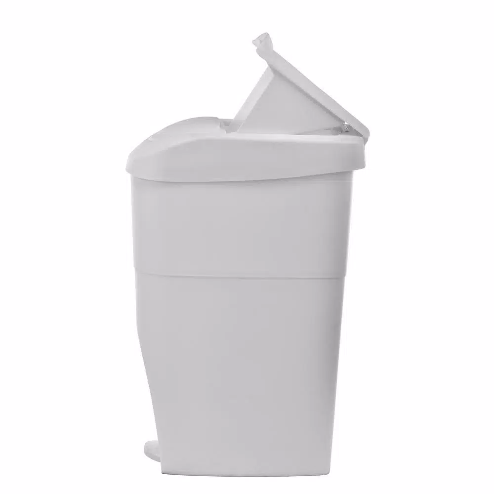 Alpine Industries 19 Qt. White Step-On Sanitary Napkin Receptacle & Waste Basket