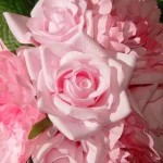 National Tree Company 12.2 in. Mixed Pink Rose and Peony Bouquet with Lace Ribbon Accents thumbnail 3