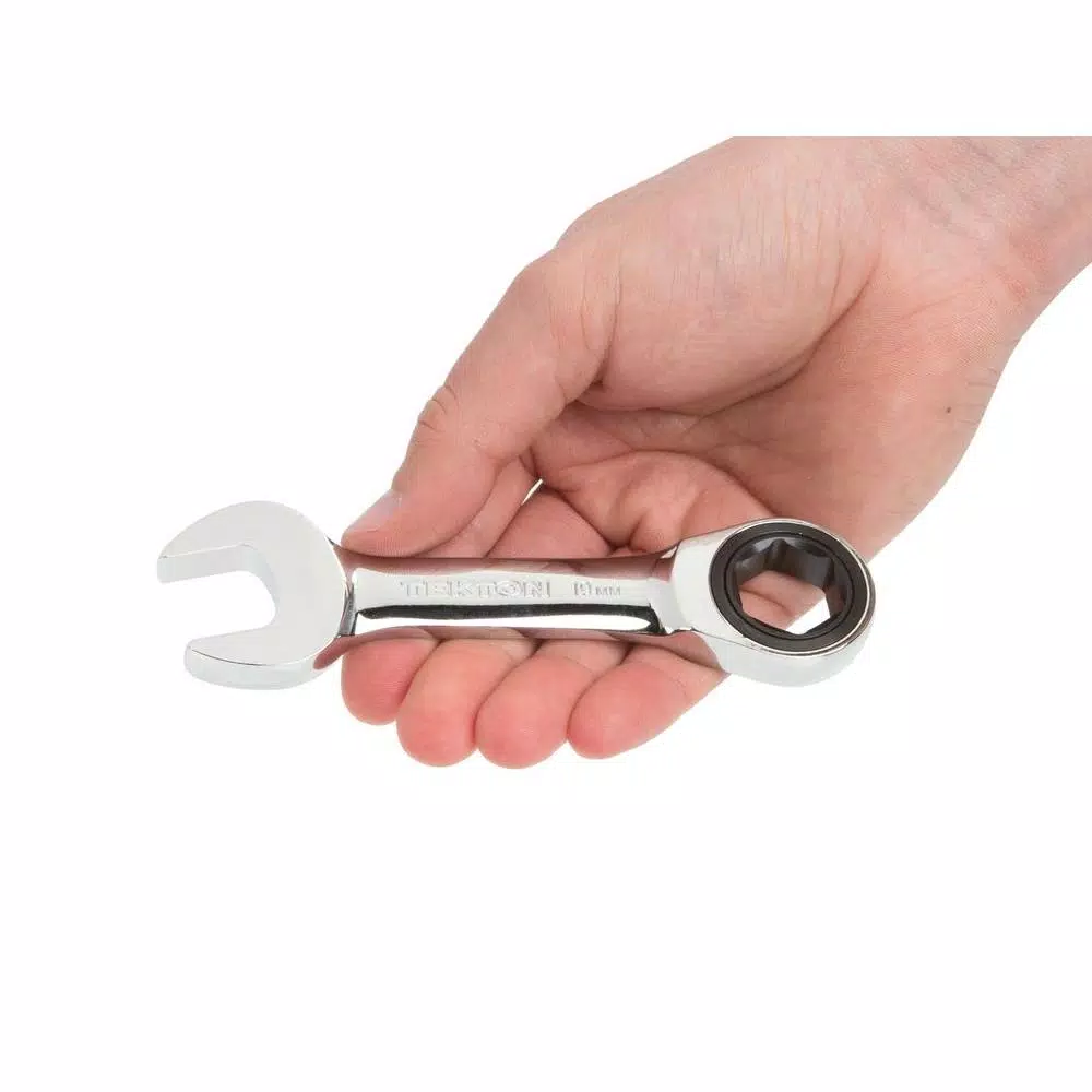 TEKTON 19 mm Stubby Ratcheting Combination Wrench, 6-Point Box End
