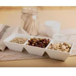 Home Essentials White Three Section Porcelain Serving Tray, 11.5 in. Square Stoneware Divided Dish thumbnail 3