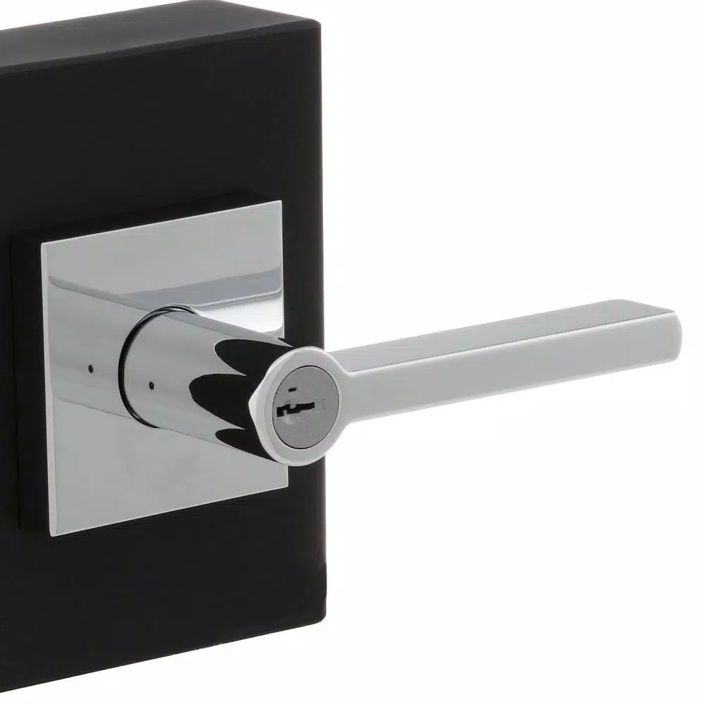 Kwikset Halifax Square Entry Door Lever, Polished Chrome with SmartKey Security