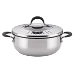 Circulon Momentum 4-Quart Stainless Steel Nonstick Casserole with Locking Straining Glass Lid thumbnail 1