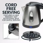 HomeCraft 1-Liter Stainless Steel Electric Kettle, 1500W Rapid Boil, 4-Cup Cordless Water Boiler thumbnail 5