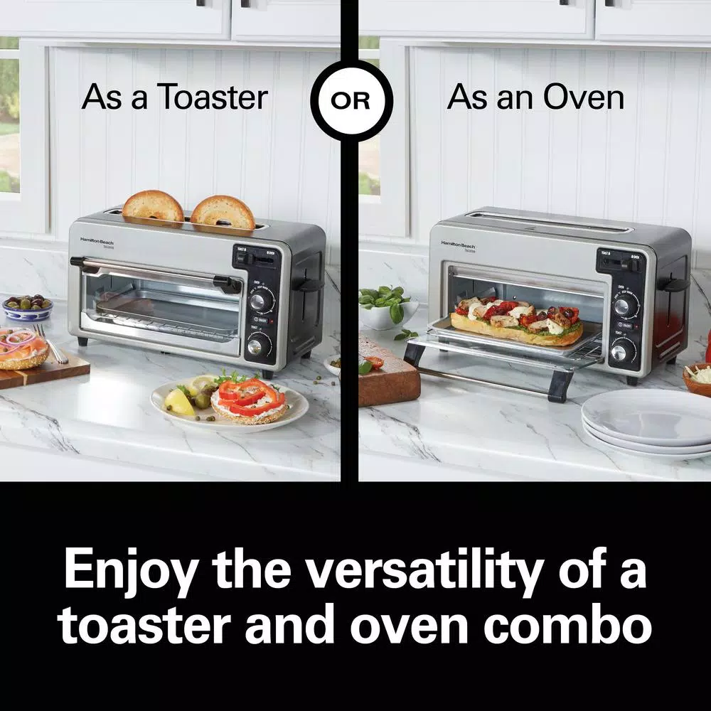Hamilton Beach Toastation 1300W 2-Slice Toaster Oven, Black and Gray
