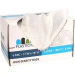 Plasticplace 4 Gallon Clear Trash Bags, 100 Count Pack thumbnail 2