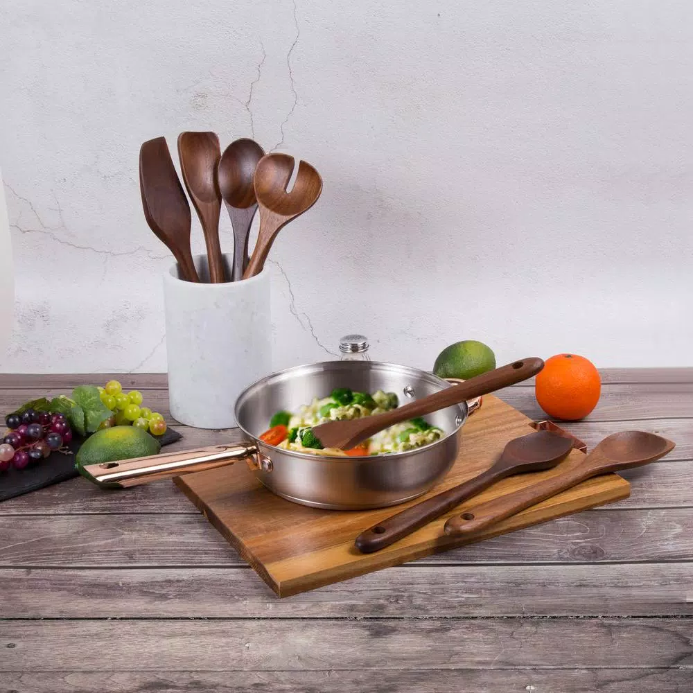 Creative Home 7-Piece Acacia Wood Kitchen Utensil Set with Carbonized Finish