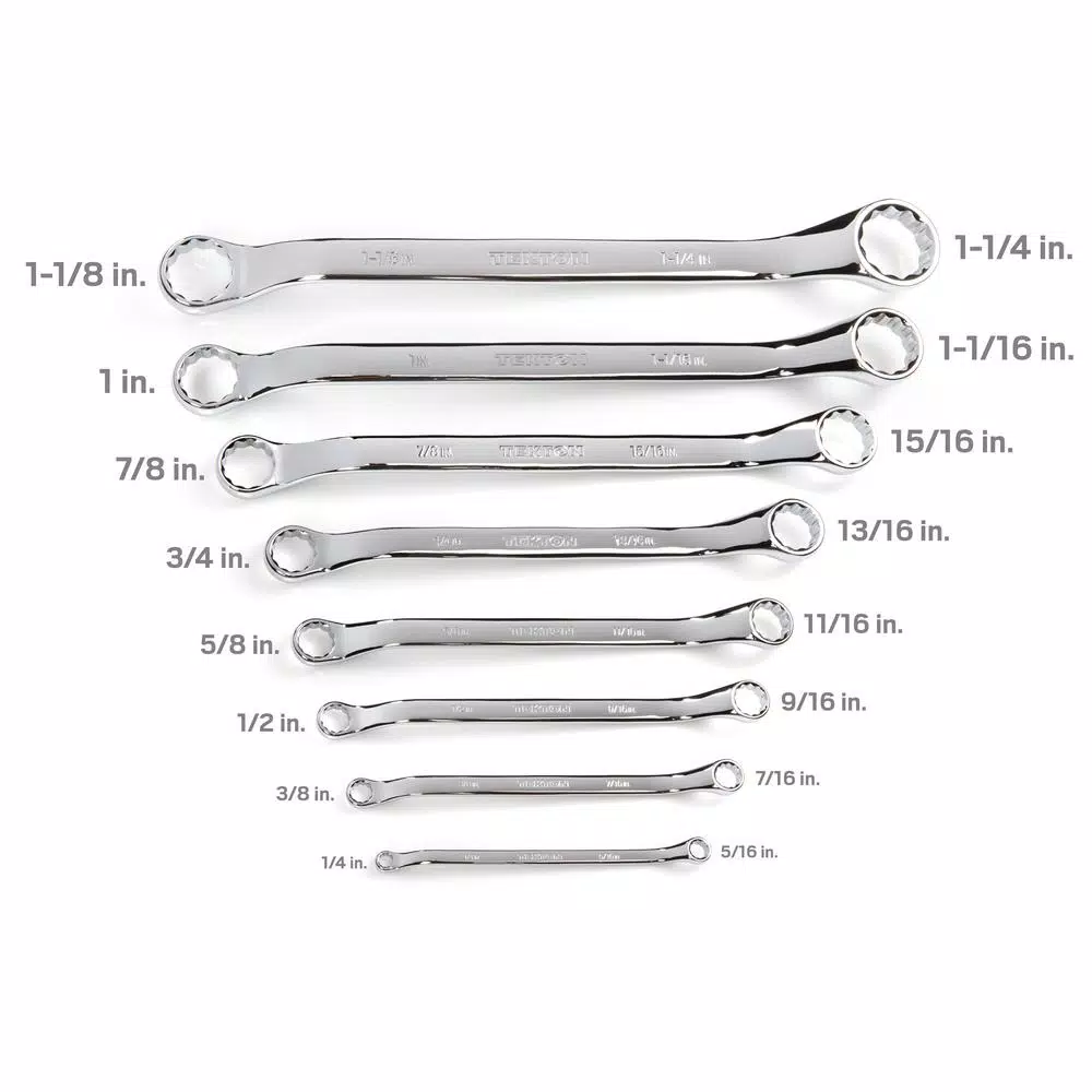 TEKTON 8-Piece 45° Offset Box End Wrench Set, 1/4 in. to 1-1/4 in.
