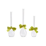 Two's Company Hand-Blown Glass Teardrop Vase Set of 3 with Sage Green Ribbon Detail thumbnail 2