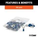 CURT Ring Terminals, 16-14 AWG Wire Gauge, 1/4 in Stud Size, Blue, 100-Pack thumbnail 3