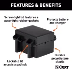 CURT Watertight Breakaway Battery Case - 5" x 3-3/8" x 3-3/4" Replacement Battery Box thumbnail 2