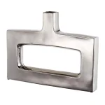A & B Home Keyhole Silver Crystal Table Vase - Modern Square Design thumbnail 1