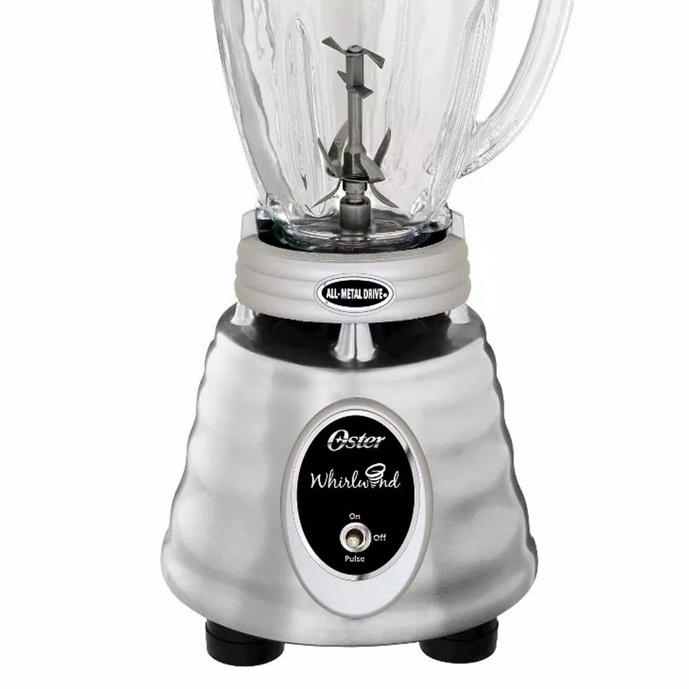 Oster Whirlwind Heritage Blend 1000W Blender with Food Processor Attachment, 48 oz Glass Jar, Chrome