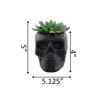 Flora Bunda 4.5 in. x 3.5 in. Artificial Succulent in Matte Black Ceramic Sugar Skull Planter thumbnail 2