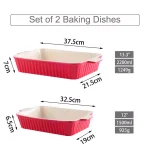MALACASA 2-Piece Red Porcelain Rectangle Bakeware Set, 12 in. and 13 in. Ceramic Baking Dishes thumbnail 4