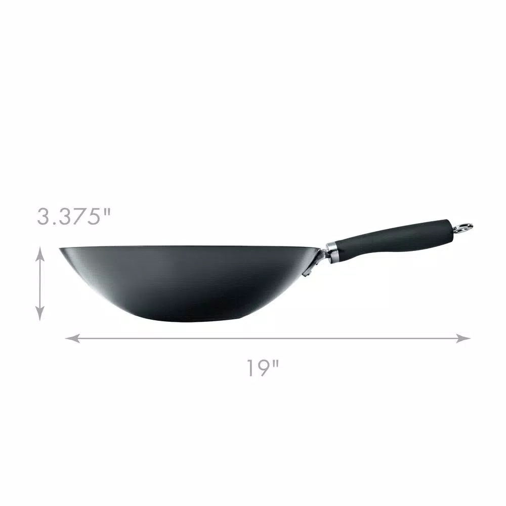 Ecolution Hong Kong Chopstick House 14-inch Carbon Steel Wok with Nonstick Coating and Helper Handle