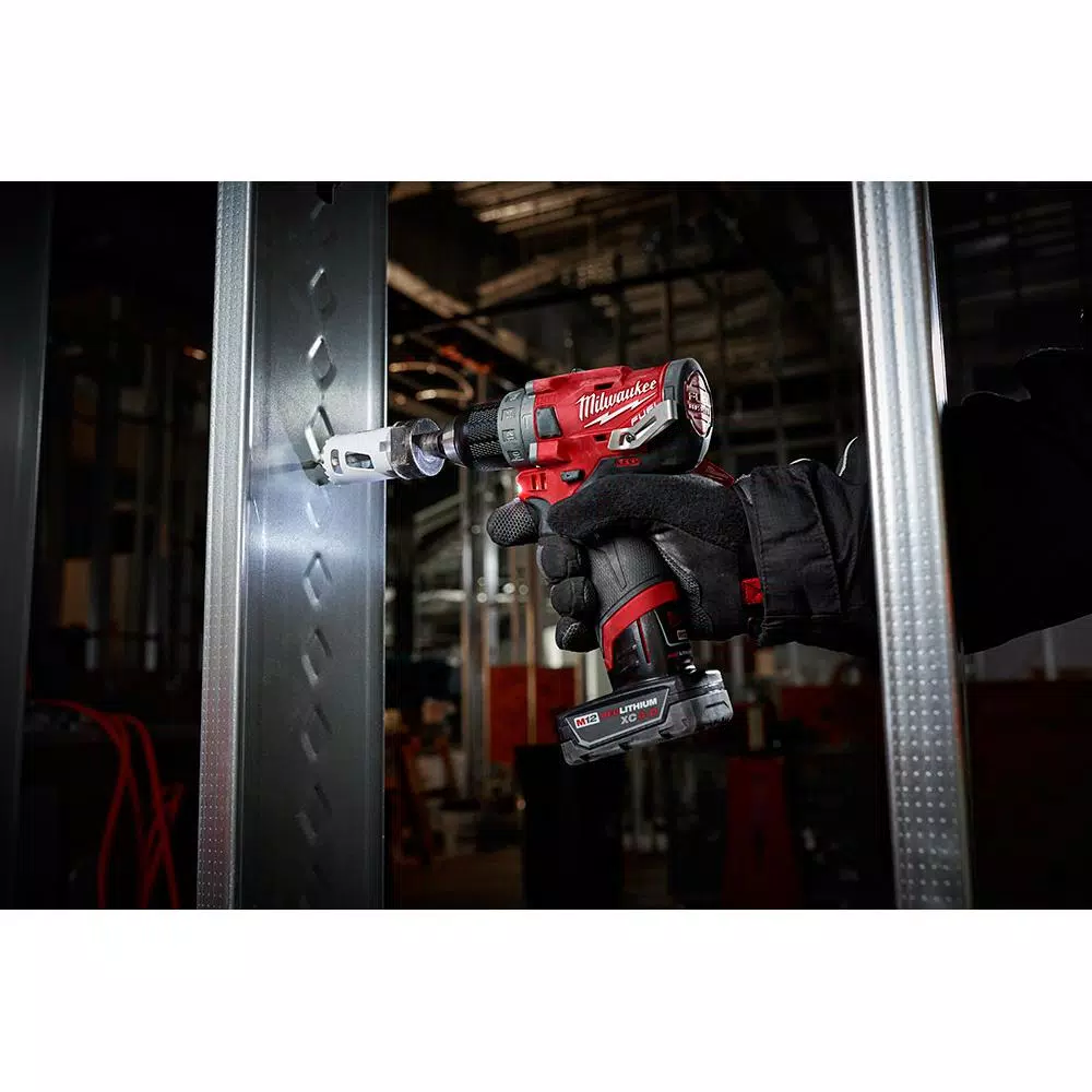 Milwaukee M12 FUEL 12V Li-Ion Brushless 4-Tool Combo Kit with Hammer Drill, Impact Driver, Ratchet & Inflator