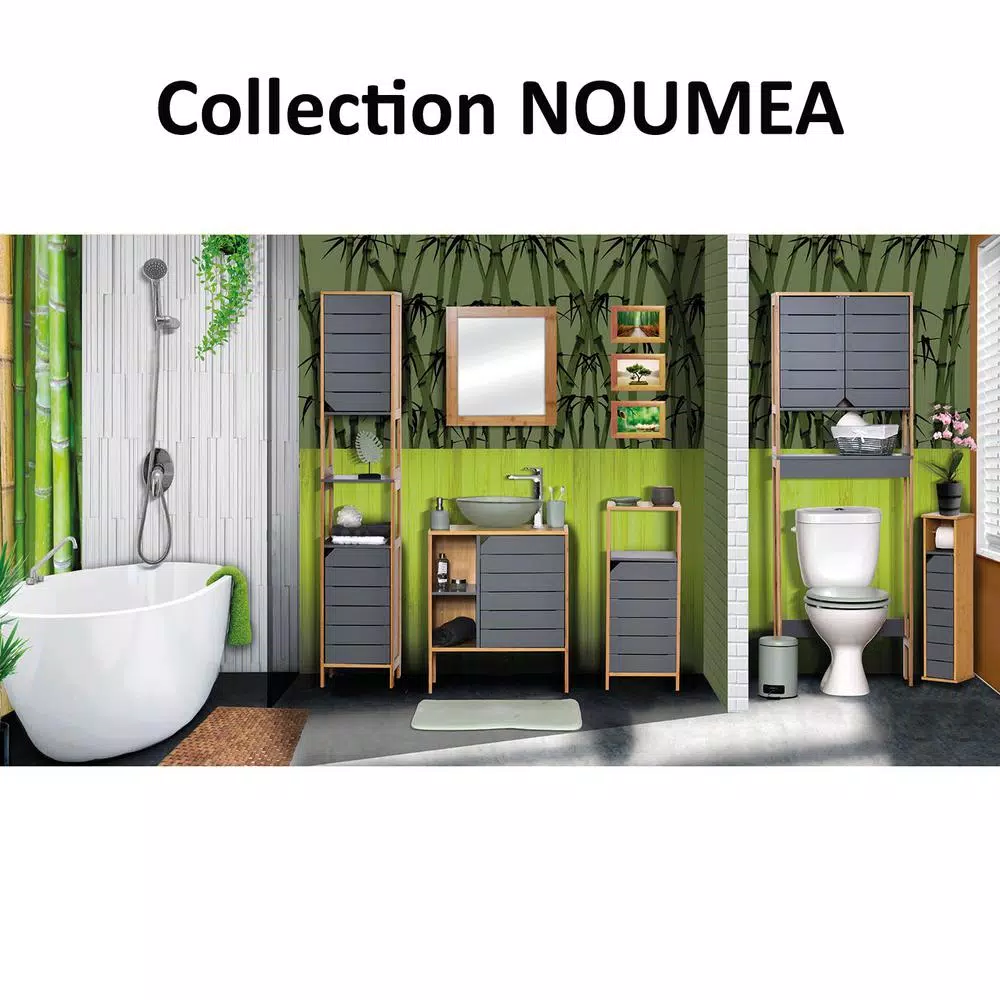 Unbranded Noumea 2-in-1 Wood Toilet Paper Holder and Floor Storage Cabinet - Gray/Brown