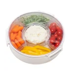 Lustroware 10.5 in x 10.5 in 4-Compartment White Serving Tray with Airtight Lid thumbnail 2