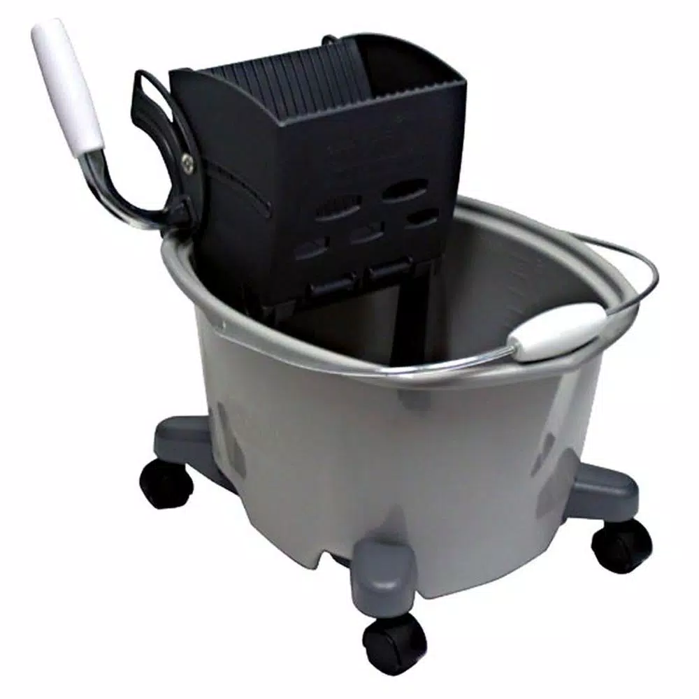 Quickie 5 Gallon Plastic Mop Bucket with Wringer and Heavy-Duty Steel Handle