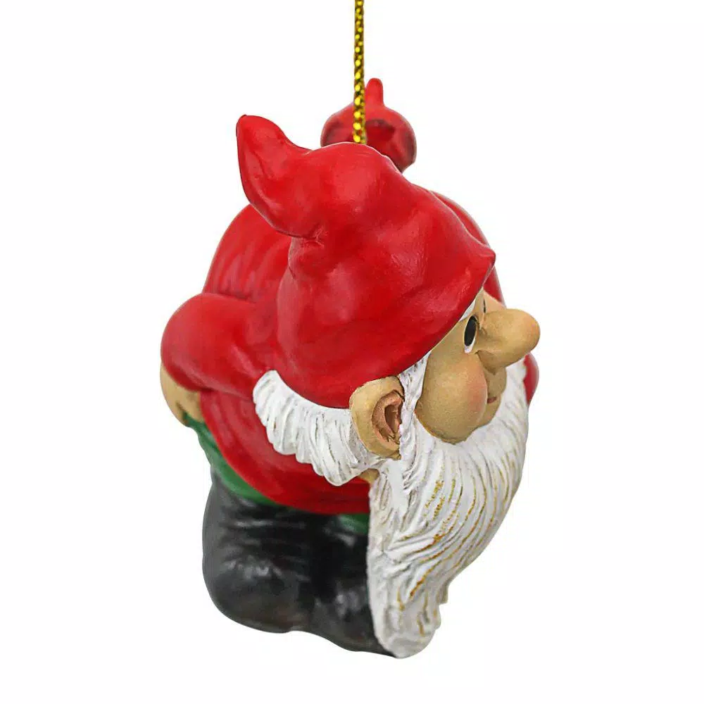 Design Toscano Loonie Moonie Gnome Holiday Ornament, Hand-Painted Resin