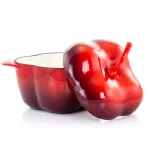 MegaChef 3 Qt. Pepper Shaped Enameled Cast Iron Casserole Dish, Red thumbnail 2