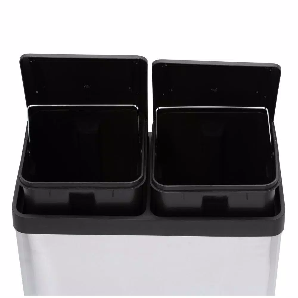 Step N' Sort 16-Gallon 2-Compartment Stainless Steel Trash Can and Recycling Bin