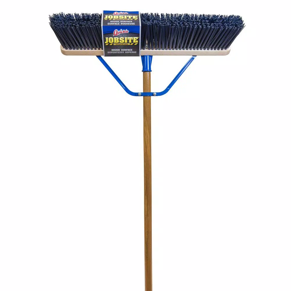 Quickie Job Site 24 in. Super Stiff Poly Push Broom with 60 in. Wood Handle (2-Pack)