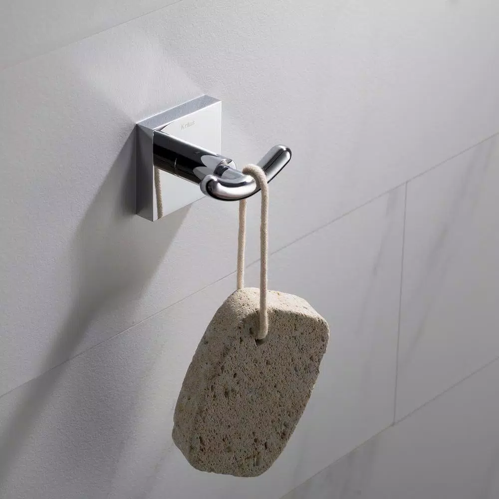 KRAUS Ventus Double Hook Bathroom Robe and Towel Hook in Chrome
