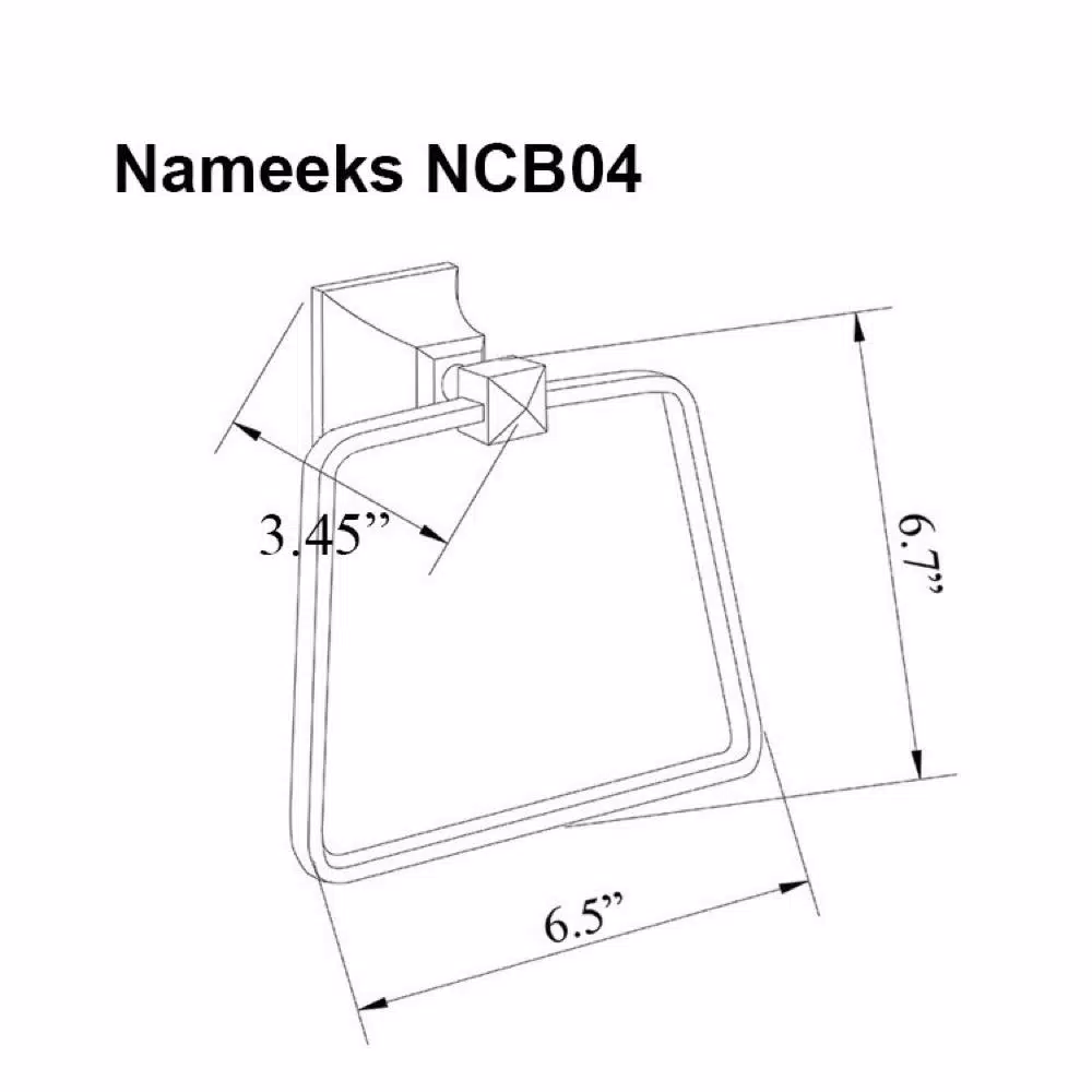 Nameeks Classic Hotel Wall Mounted Square Towel Ring, Chrome Finish