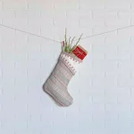 VHC Brands 15 in. Liv Pebble Grey Traditional Christmas Stocking with Nordic Trim thumbnail 2