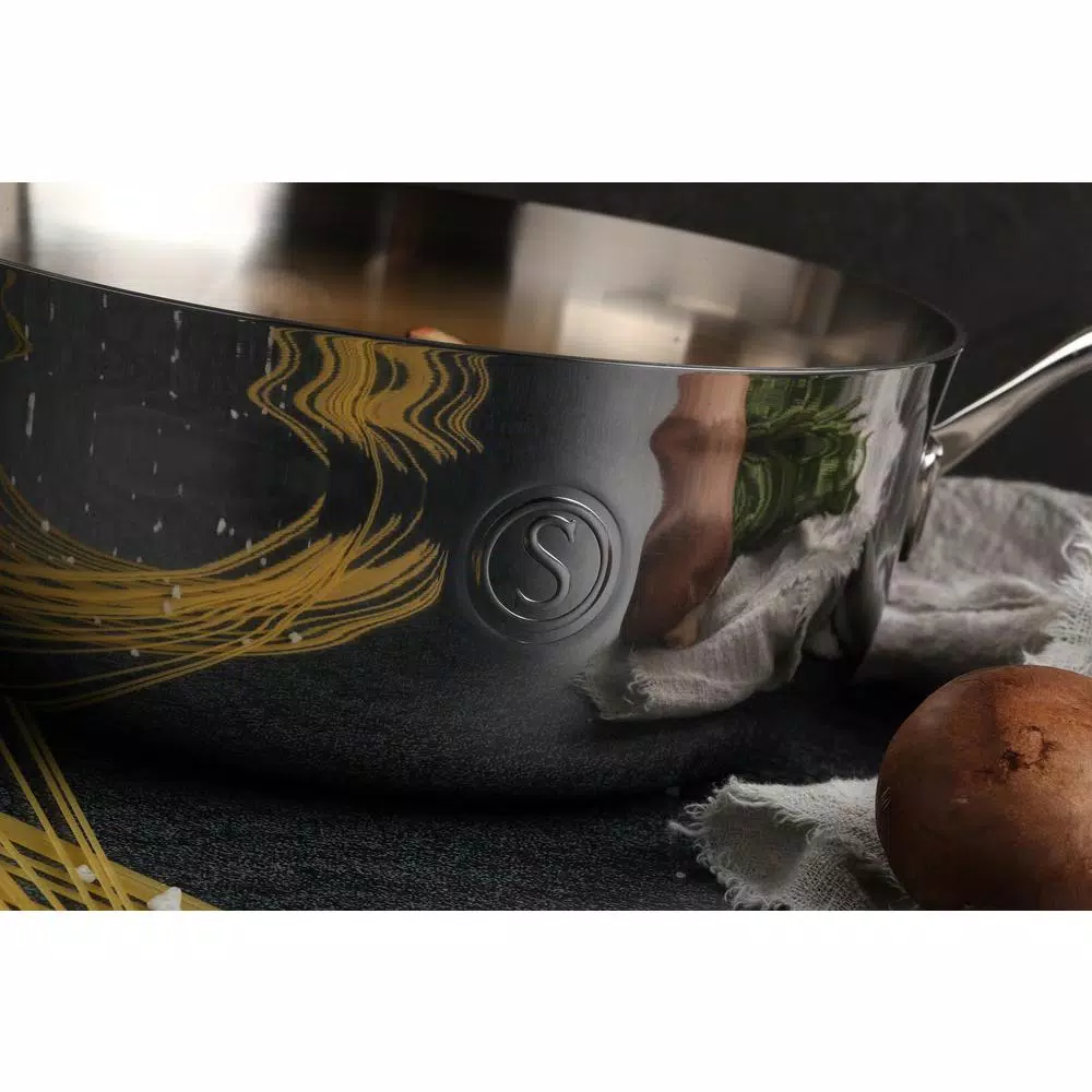 Saveur Selects 4 qt. Tri-Ply Stainless Steel Chef's Pan with Lid