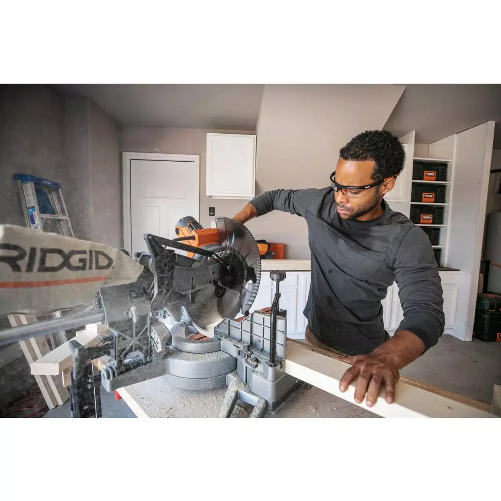 RIDGID 12 in. 15 Amp Dual Bevel Sliding Miter Saw Kit with Universal Mobile Stand
