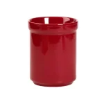 Basic Essentials 8-Piece Red Ceramic Kitchen Utensil Set with Bamboo Utensils and Storage Crock thumbnail 2