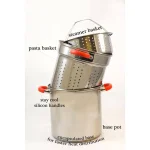 ExcelSteel 12 Qt. Stainless Steel Multi-Cooker Pasta Pot Set with Steamer Insert and Red Silicone Handles thumbnail 2