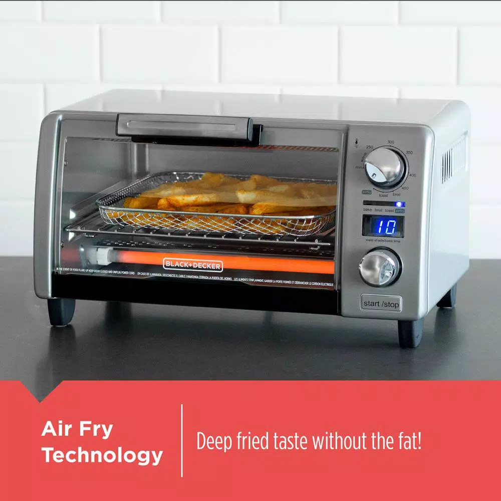 BLACK+DECKER Crisp 'n Bake 4-Slice Silver Countertop Air Fry Toaster Oven with Convection