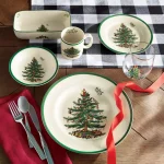 Spode Christmas Tree 8 in. Cranberry Dish with Slotted Server 2-Piece Set thumbnail 2