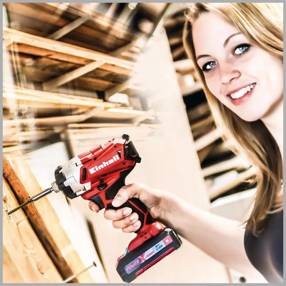 Einhell PXC 18V Cordless 1/4 in. Hex Impact Driver Kit with 3.0 Ah Battery and Fast Charger