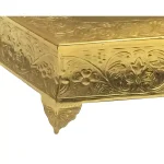 Benzara 16 in. Hexagonal Gold Metal Wedding Cake Stand with Embossed Art Detail thumbnail 4